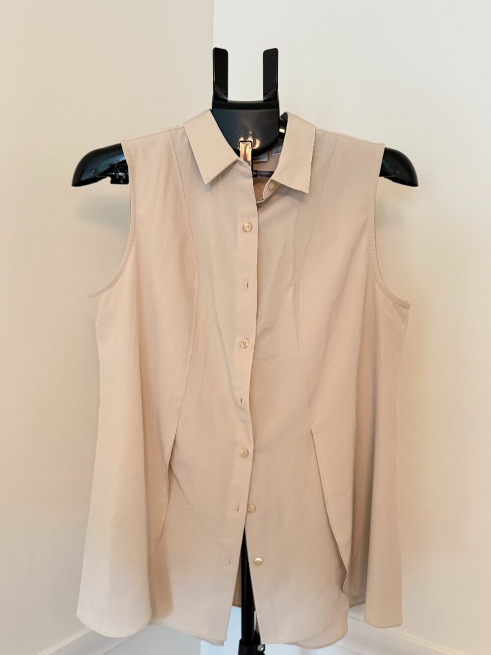 Denim & Company Tan Sleeveless Button Down Top Size S
